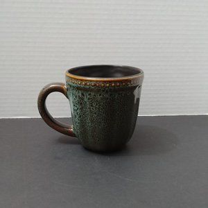Roscher Hobnail Stoneware Green Brown Mug Cup